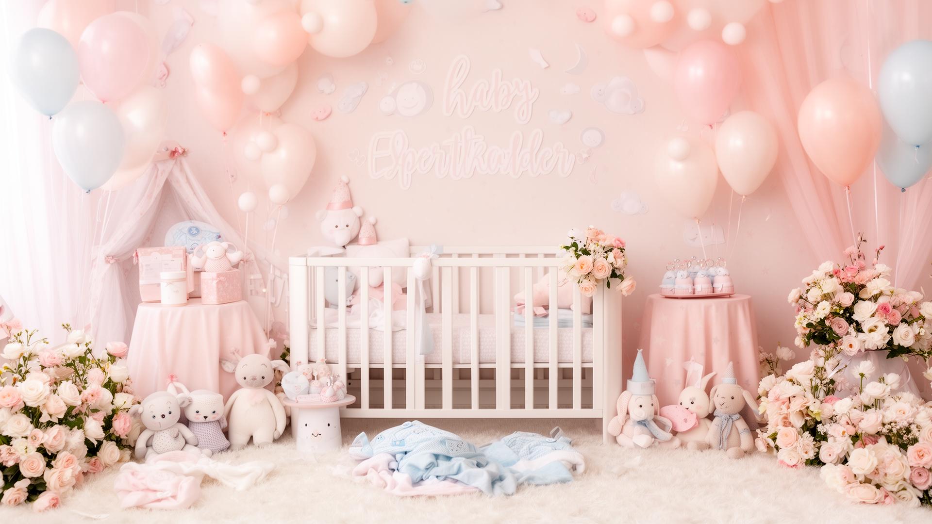 Pastel dreamy baby shower setting