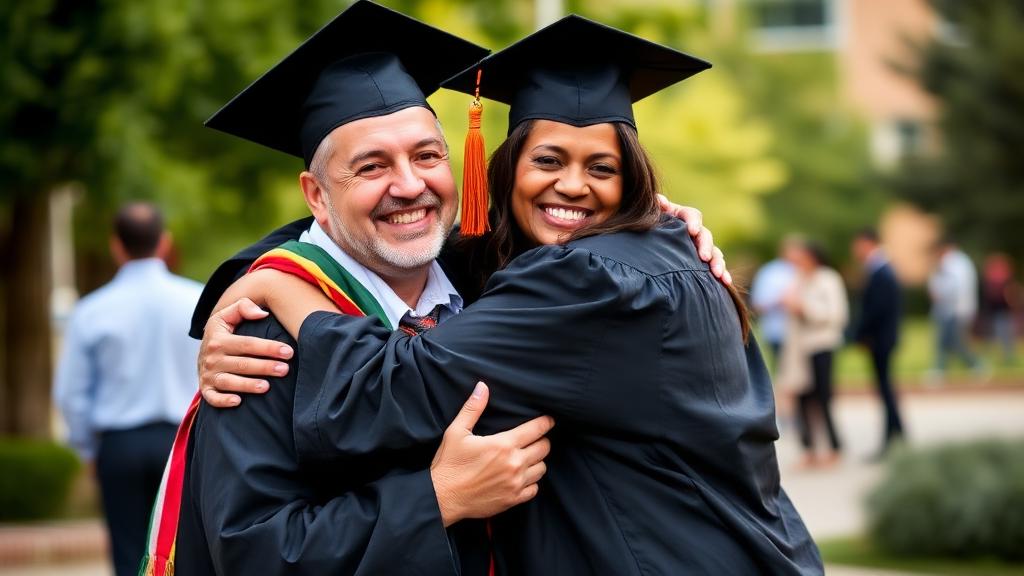 Graduate celebrating with family