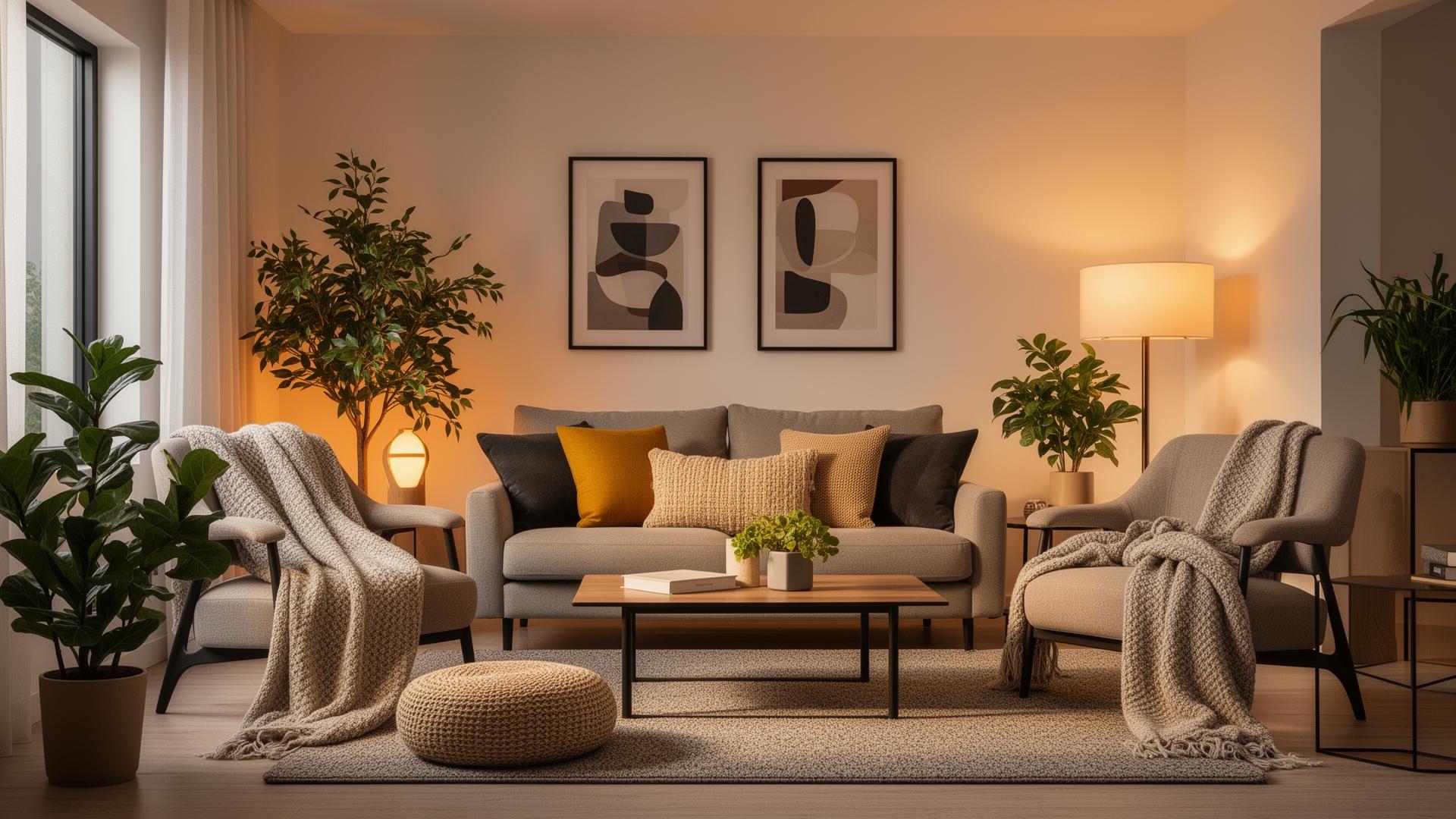 Couple in their new cozy home
